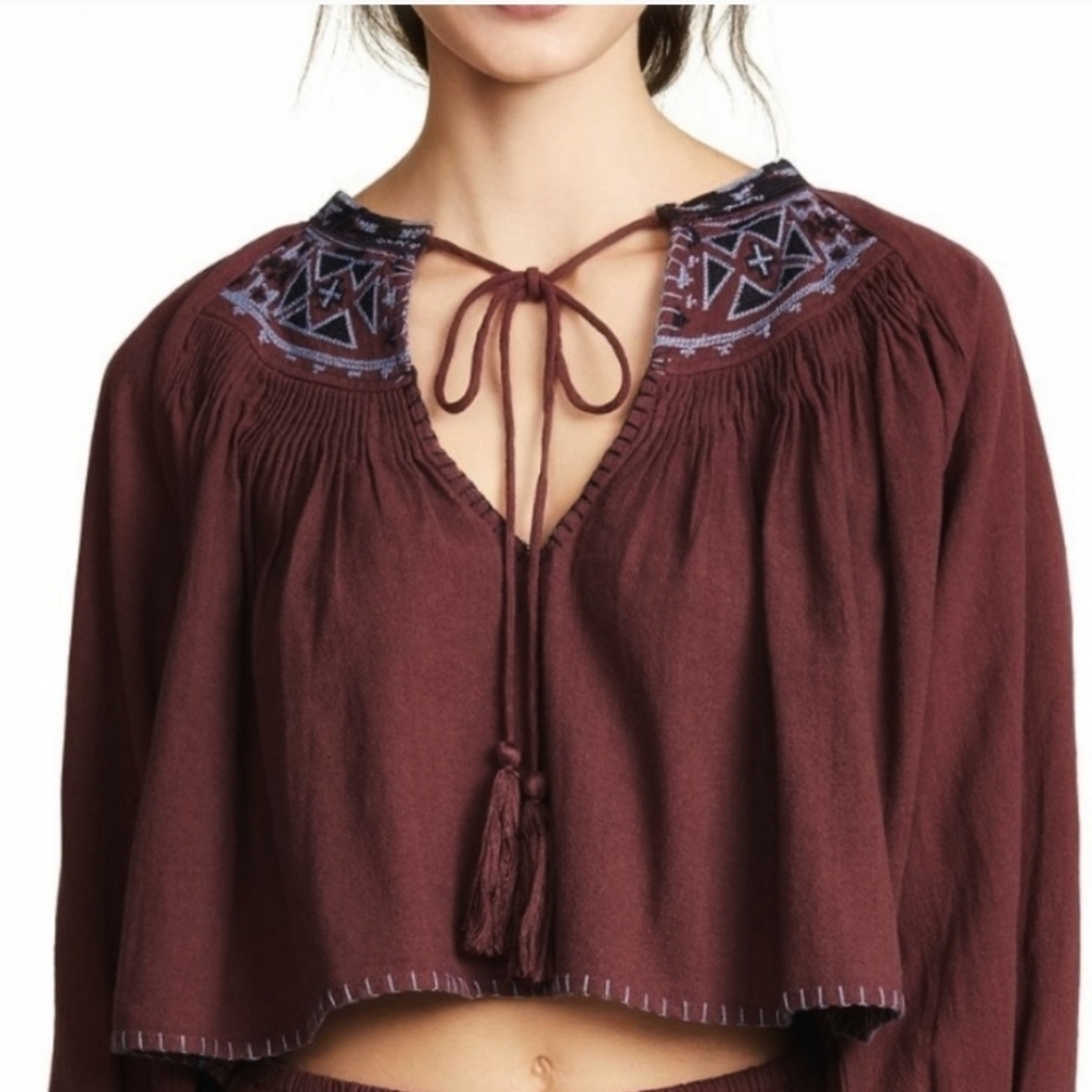 NWT Free people wrap skirt and boho embroidered crop top - Picture 4 of 13